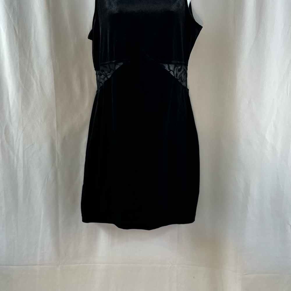 All that Jazz black velvet knit lace cutout waist sleeveless minidress L - Picture 15 of 15